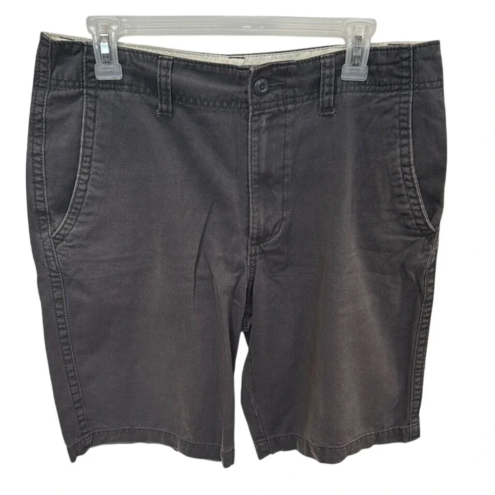 Old‎ Navy Broken-In Khaki Shorts Mens 32 Charcoal Gray Flat Front Cotton Casual